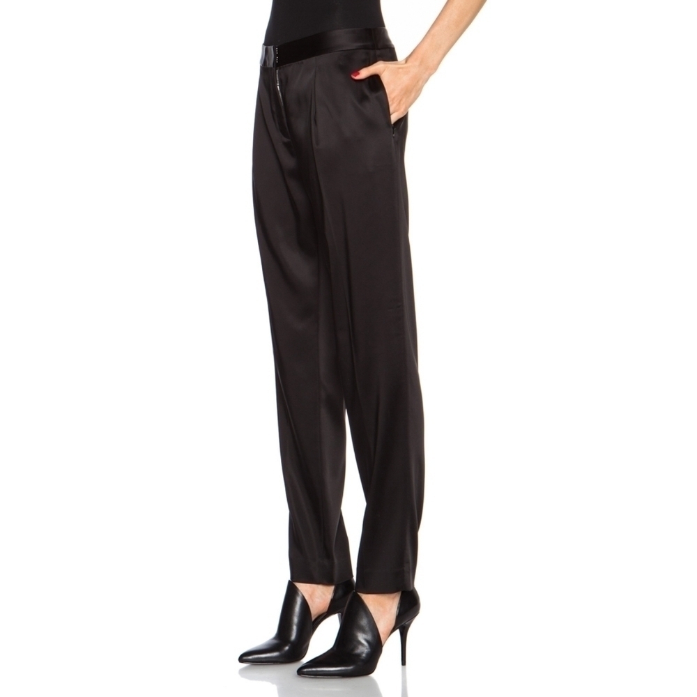 T Alexander Wang Satin Front Pleat Trouser Pants